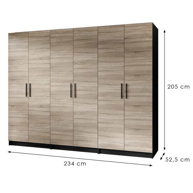 Skriňa X3 Gold 2d Čierna/Dub Sonoma