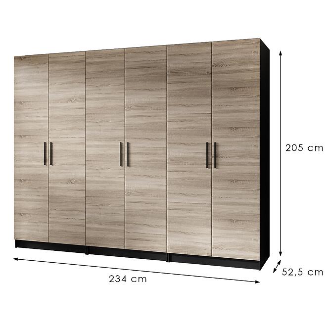 Skriňa X3 Gold 2d Čierna/Dub Sonoma