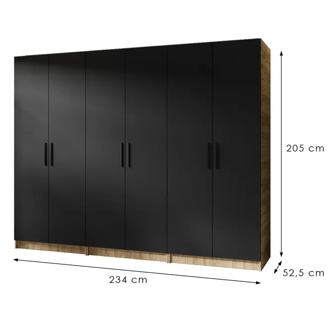 Skriňa X3 Gold 2d Dub Craft Zlatý/Čierna