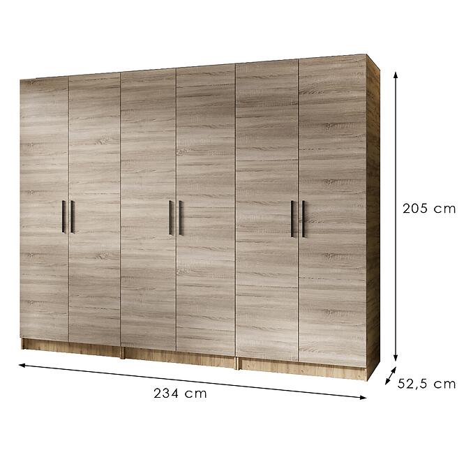 Skriňa X3 Gold 2d Dub Craft Zlatý/Dub Sonoma
