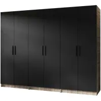 Skriňa Gold 234 cm – dub sonoma/čierna, šesťdverová