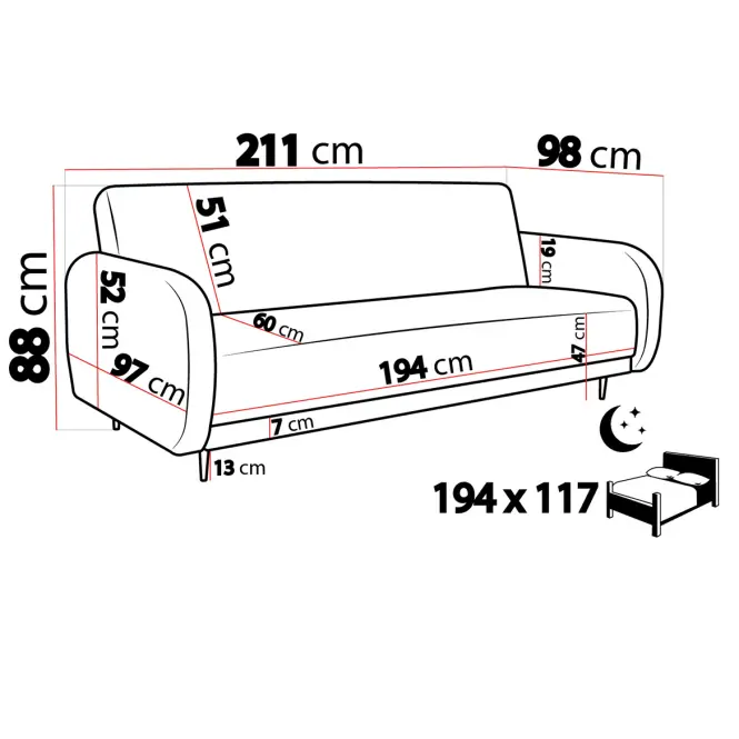 Pohovka Salva Cruz 55 ruda