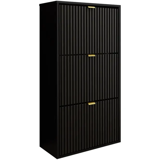 Skrinka na topánky Laro I Stojaci Čierna/Čierna/ Zlatý