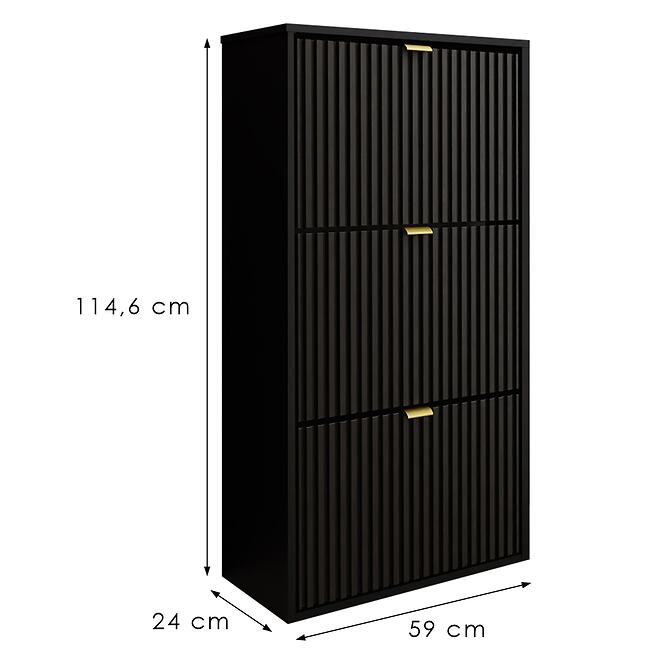 Skrinka na topánky Laro I Stojaci Čierna/Čierna/ Zlatý