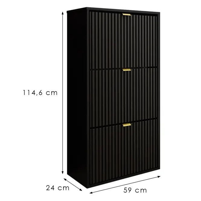 Skrinka na topánky Laro I Stojaci Čierna/Čierna/ Zlatý,2