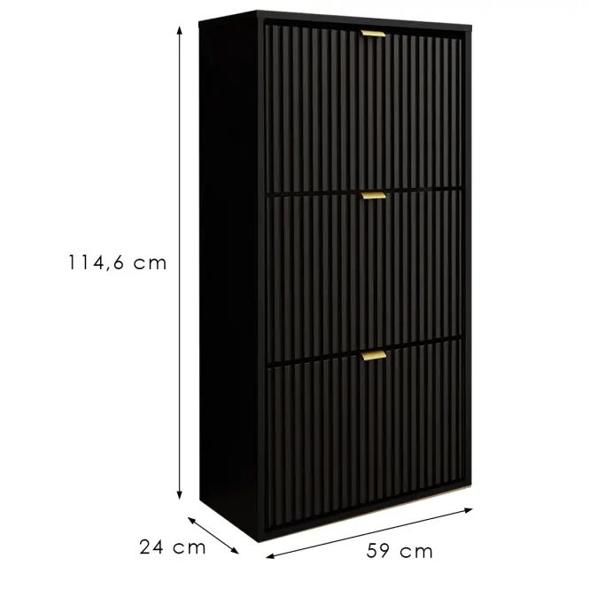 Skrinka na topánky Laro I závesná Čierna/Čierna/ Zlatý,2
