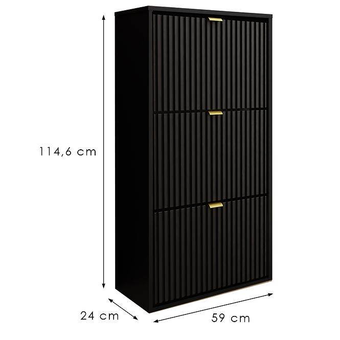 Skrinka na topánky Laro I závesná Čierna/Čierna/ Zlatý,2
