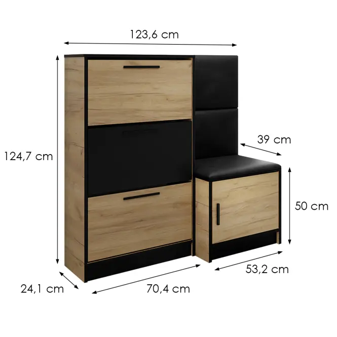 Skrinka na topánky Kpl Foli Craft + Čierna ekokoža (MADRYT 1100)