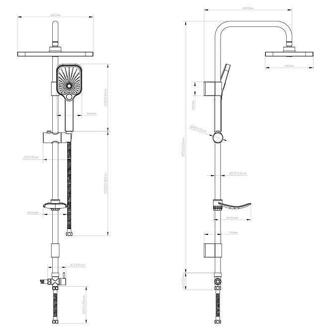 Sprchový systém s dažďovou sprchou Hydros 3-F