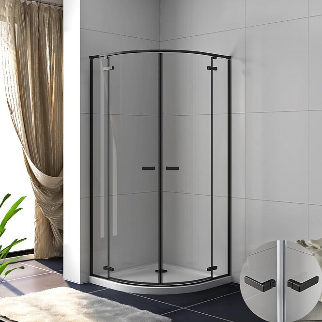 Sprchový kút polkruhový Delta2 90x90195 black,2
