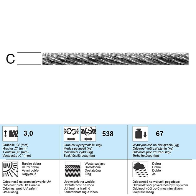 Oceľové Lano – Priemer 3 mm - Tovar na Mieru