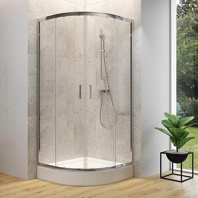Sprchový kút polkruhový Brasco 90x90x190 chróm S168-002