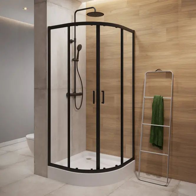 Sprchový kút polkruhový Brasco 80x80x190 black S168-003