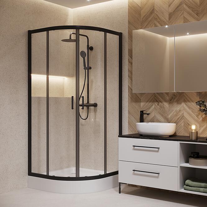 Sprchový kút polkruhový Brasco 80x80x190 black S168-003,4