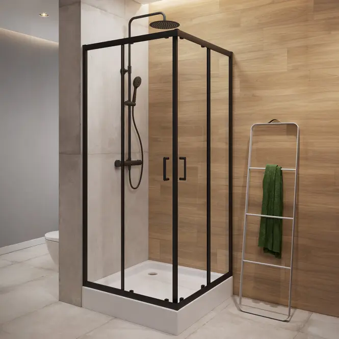 Sprchový kút štvorcový Brasco 80x80x190 black S168-007