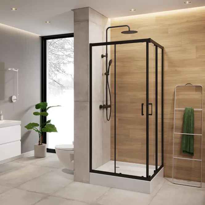 Sprchový kút štvorcový Brasco 90x90x190 black S168-008,3