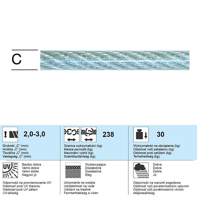 Oceľové Lano– Priemer 2/3 mm - Tovar na Mieru