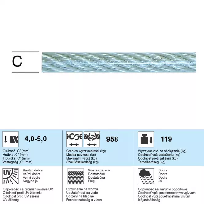 Oceľové Lano – Priemer 4/5 mm - Tovar na Mieru