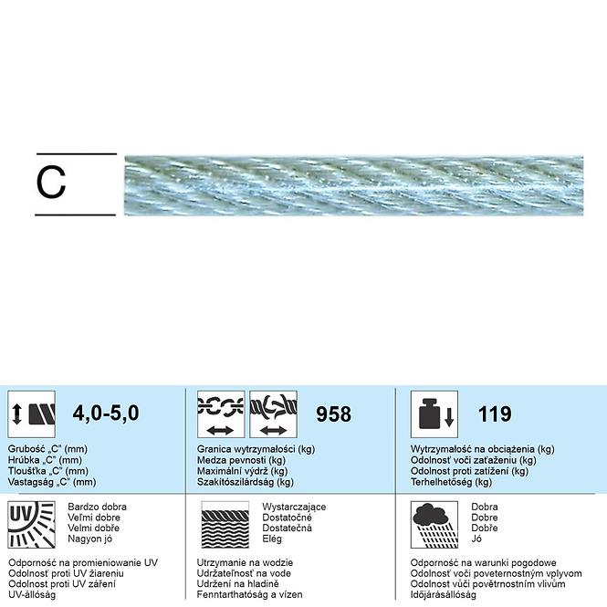 Oceľové Lano – Priemer 4/5 mm - Tovar na Mieru