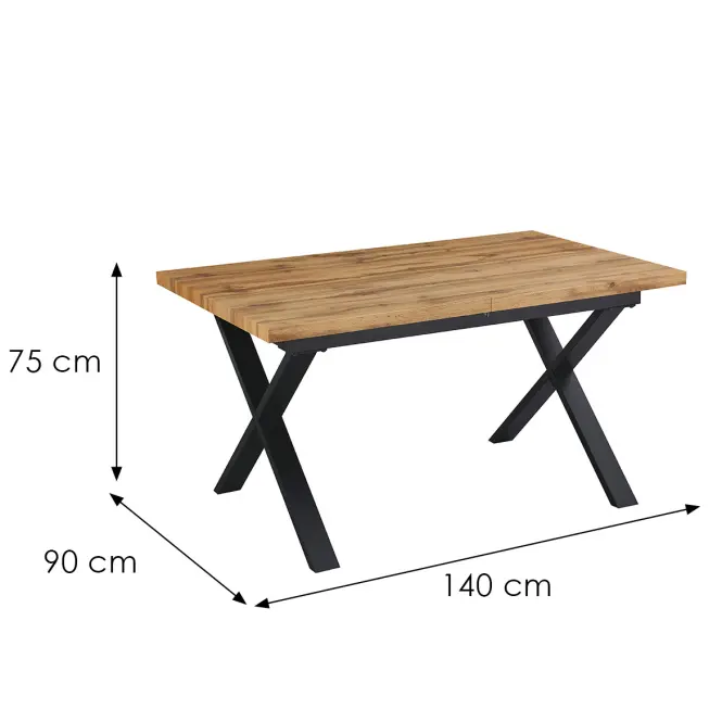 Rozkladací stôl Idaho 12555 140-180x90 prírodná/čierna