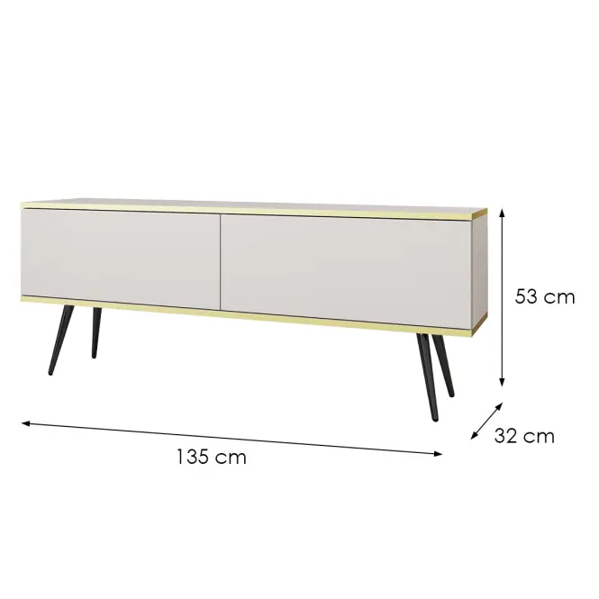 TV stolík Oro 135 Biela+ Čierne nohy