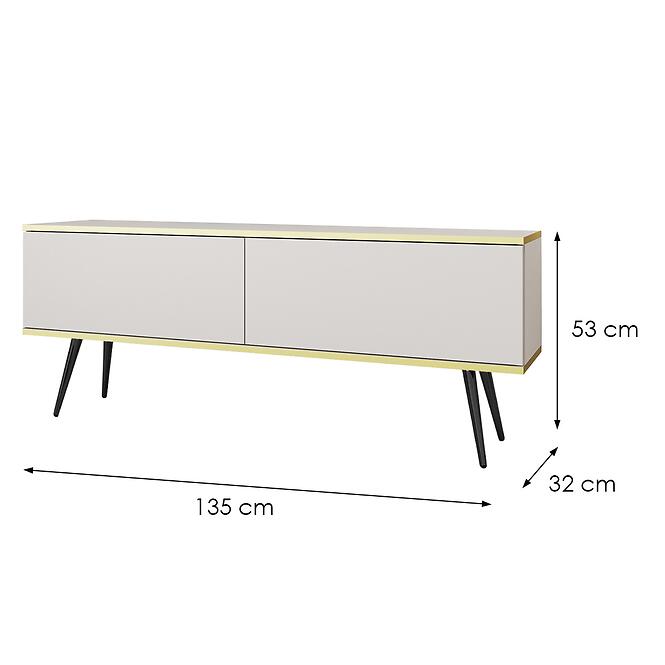TV stolík Oro 135 Biela+ Čierne nohy