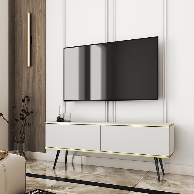 TV stolík Oro 135 Biela+ Čierne nohy