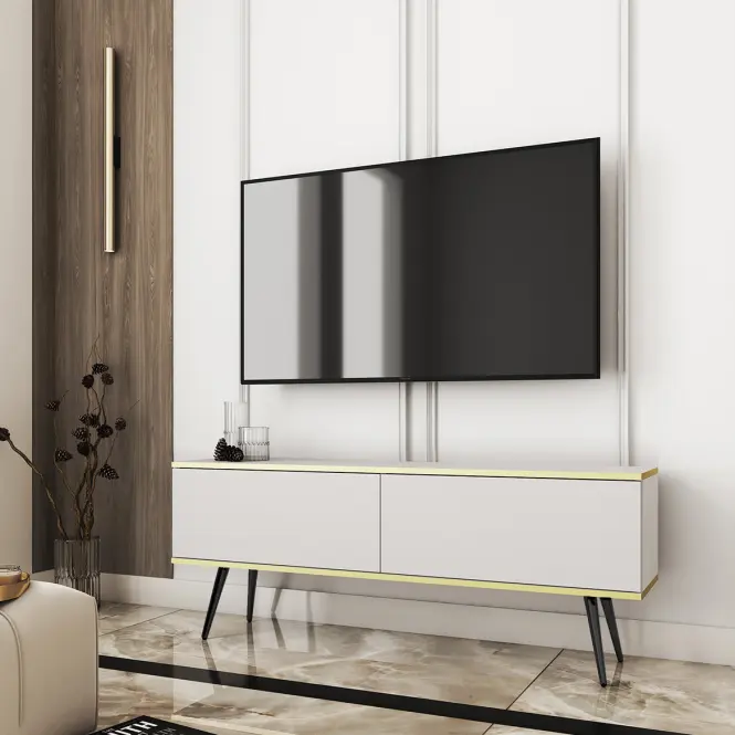 TV stolík Oro 135 Biela+ Čierne nohy,3