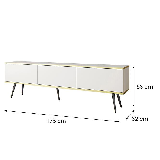 TV stolík Oro 175 Biela+ Čierne nohy