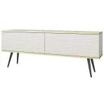 TV stolík Oro Mdf Drážkovanie 135 Biela+ Čierne nohy