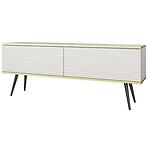 TV stolík Oro Mdf Drážkovanie 135 Biela+ Čierne nohy