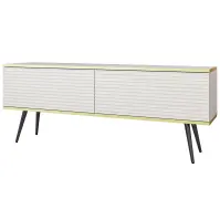 TV stolík Oro Mdf Drážkovanie 135 Biela+ Čierne nohy