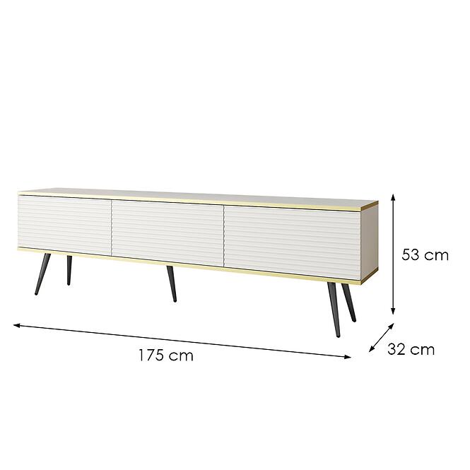 TV stolík Oro Mdf Drážkovanie 175 Biela+ Čierne nohy,2