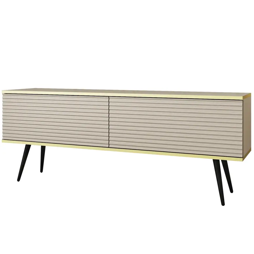 TV stolík Oro Mdf Drážkovanie 135 Bez+ Čierne nohy