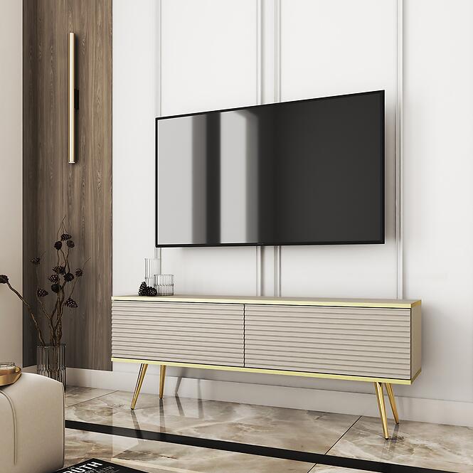 TV stolík Oro Mdf Drážkovanie 135 Bez+ Čierne nohy