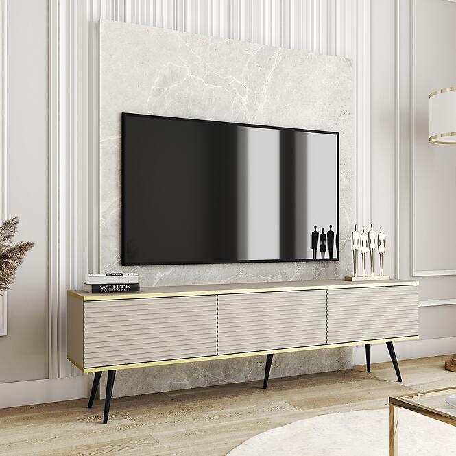 TV stolík Oro Mdf Drážkovanie 175 Bez+ Čierne nohy