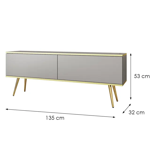 TV stolík Oro 135 Sivá+ Čierne nohy,2