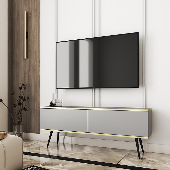 TV stolík Oro 135 Sivá+ Čierne nohy