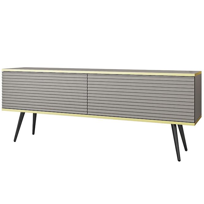 TV stolík Oro Mdf Drážkovanie 135 Sivá+ Čierne nohy