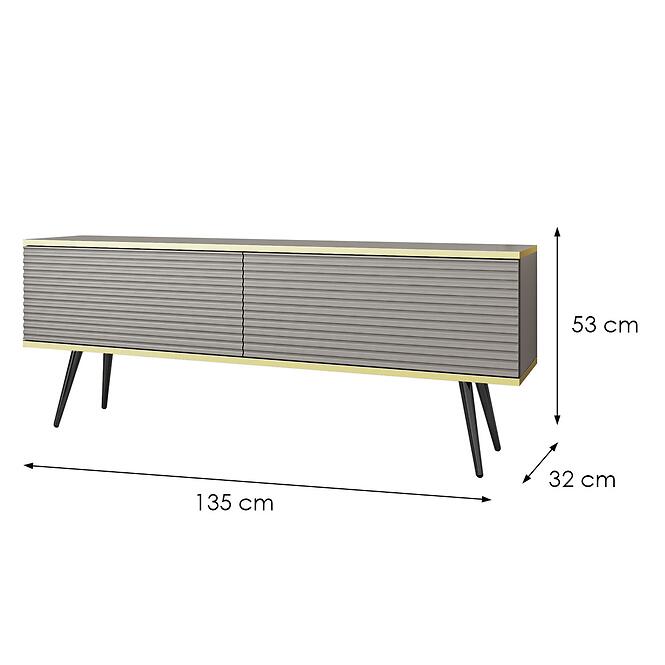 TV stolík Oro Mdf Drážkovanie 135 Sivá+ Čierne nohy