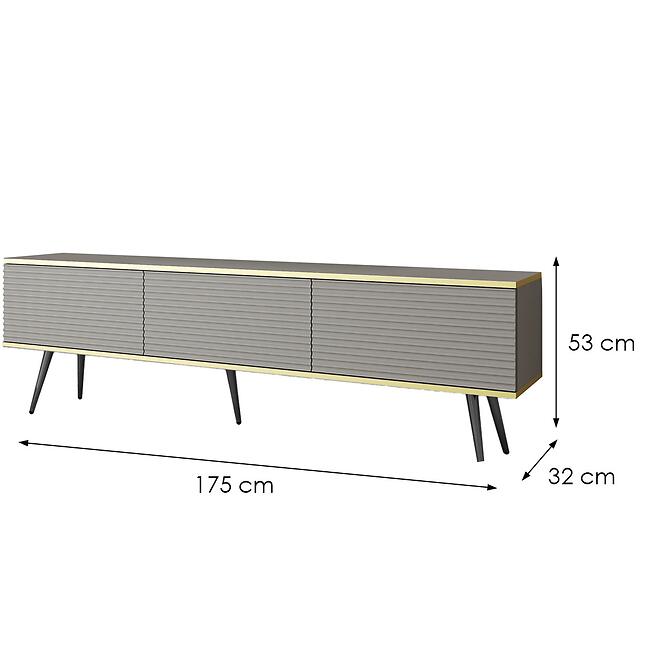 TV stolík Oro Mdf Drážkovanie 175 Sivá+ Čierne nohy