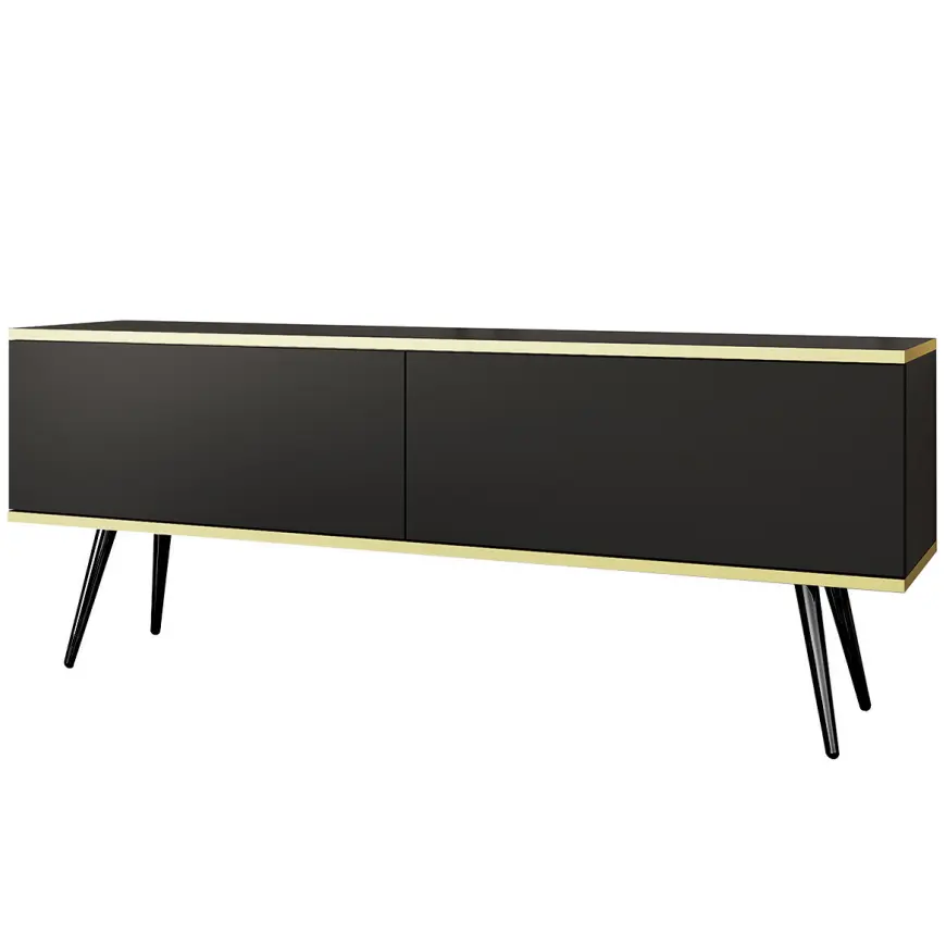 TV stolík Oro 135 Čierna+ Čierne nohy