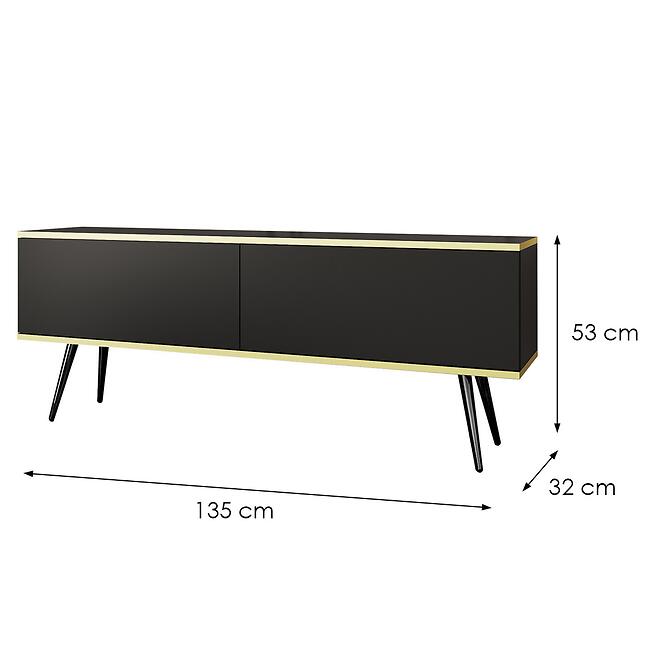 TV stolík Oro 135 Čierna+ Čierne nohy