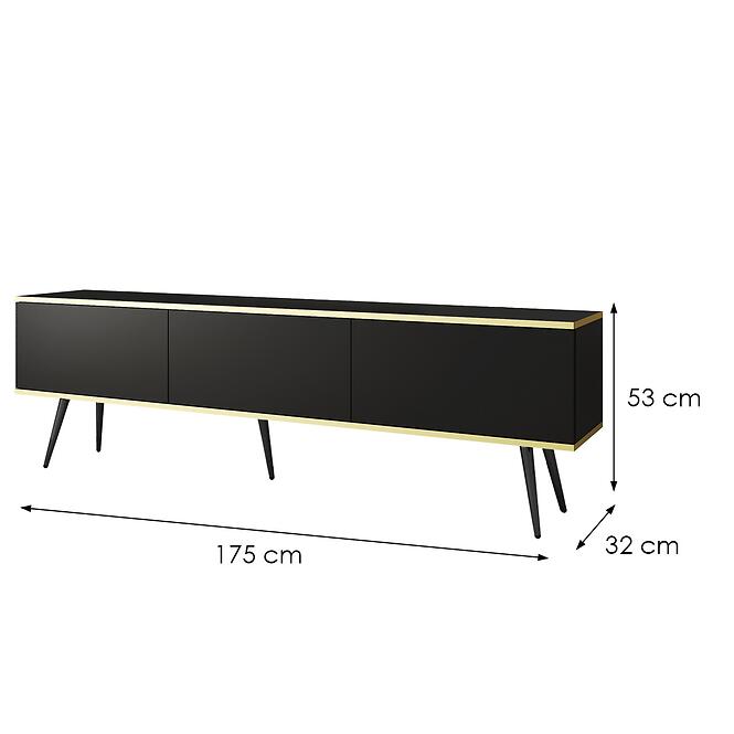 TV stolík Oro 175 Čierna+ Čierne nohy