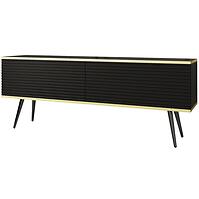 TV stolík Oro Mdf Drážkovanie 135 Čierna+ Čierne nohy
