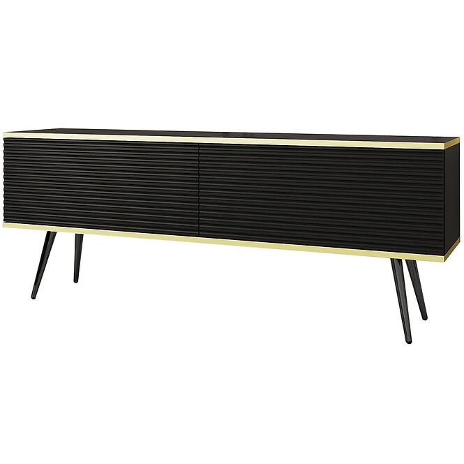 TV stolík Oro Mdf Drážkovanie 135 Čierna+ Čierne nohy