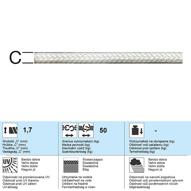 Polyesterové Lano Biela – Priemer 1.7 mm - Tovar na Mieru