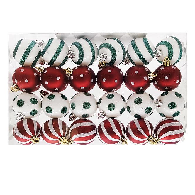 Súprava 24 vianočných gúľ 5 cm mix b24