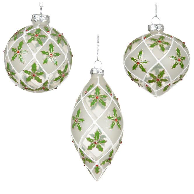 Vianočná sklenená guľa 8 cm biela 9129671,5