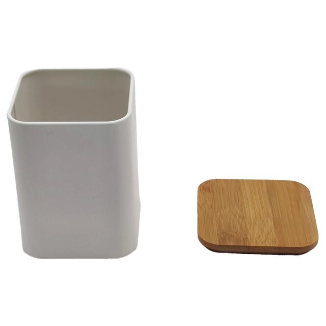 Kontajner s bambusovým vekom white FTC698 9x9x13,5h cm